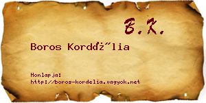 Boros Kordélia névjegykártya